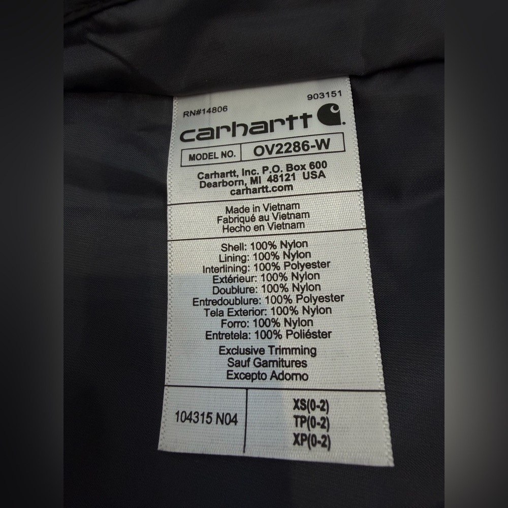Carhartt Women Rain Defender Insulated Vest Black Relaxed Fit XS - Picture 6 of 10